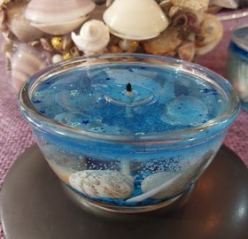 تصویر شمع کریستالی ژله ای دریاییka/ao - آبی اقیانوسی candle_panah