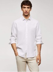 تصویر پیراهن مردانه آبی منگوMANGO Man | 57004009 اورجینال 