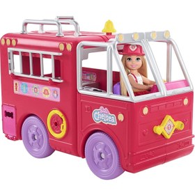 تصویر ست بازی باربی چلسی با کامیون آتش‌نشانی برند mattel Barbie Chelsea Can Be Firetruck Playset