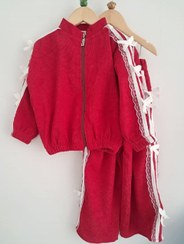 تصویر سویشرت شلوار دخترانه مخمل کبریتی - قرمز / ۵۰ 