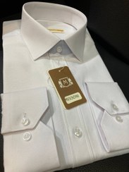 تصویر پیراهن آستین بلند پارچه فلورا سفید قاپک افسری - سفید / 