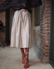 تصویر دامن زنانه پرچین نخی فری‌سایز سایز ۴۸ سبز 