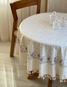 تصویر رومیزی ضد لک مخمل کوبیده - گِرد tablecloth