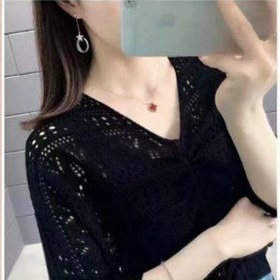 تصویر بلوز مجلسی قلاب بافی زنانه گتدار 