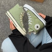 تصویر کتانی آل استار ساق بلند سبز پاستلی 