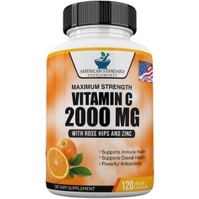 تصویر ویتامین C 2000 به همراه زینک 40mg برند American Standard 