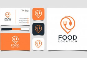 تصویر کارت ویزیت و لوگو رستوران و فست فود – Food location logo design 