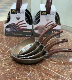 تصویر ست ماهیتابه گرانیتی ضد خش 4 عددی زیو ترکیه اصل Set of 4 anti-scratch granite frying pans