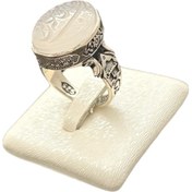 تصویر انگشتر مردانه عقیق سفید یمن اصل 