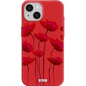 تصویر قاب گوشی Imperial Red سیلیکونی مناسب برای Apple iPhone 15 طرح Red Fashion Flower Apple Iphone 15 Silicone Imperial Red Case 