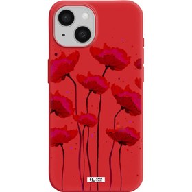 تصویر قاب گوشی Imperial Red سیلیکونی مناسب برای Apple iPhone 15 طرح Red Fashion Flower Apple Iphone 15 Silicone Imperial Red Case 