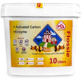 تصویر خاک گربه سطلی پی سی ال مدل FLOSSIE آنتی باکتریال و کربن دار وزن 10 کیلوگرم Cat litter PCL flossie antibacterial carbonated w10 kg