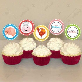 تصویر تاپر خوراکی و شیرینی با طرح حیوانات مزرعه بامزه و شاد و تپل‌مپل 