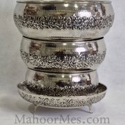 تصویر سرویس پذیرایی مسی نیلوفر با آبکاری کروم 