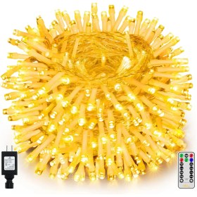 تصویر چراغ‌های رشته‌ای(ریسه ای) Ollny Indoor – 200 LED 66FT، چراغ‌های پری 8 حالته با تایمر و کنترل از راه دور، چراغ‌های کریسمس ضد آب IP44 برای تزئینات پس‌زمینه مهمانی در فضای باز دیوار اتاق خواب (سفید گرم) 