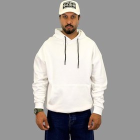 تصویر هودی مردانه ساده سایز L رنگ سفید 