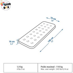 تصویر تشک بادی - مت بادی یک نفره کچوا Quechua Air Mattress - 1 Person - 70 cm - AIR BASIC 