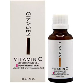 تصویر ژل ویتامین سی پوست خشک ژیناژن حجم 30 میلی لیتر Ginagen Vitamin C Anti Aging Brightening Serum Gel For Dry Skin