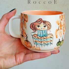 تصویر ماگ سرامیکی دستساز طرح آنشرلی Handmade ceramic mug ansherli design