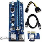 تصویر رایزر گرافیک ۶ پین | تبدیل PCI-E 1x به 16x با کابل USB 3.0 | تبدیل RISER 16X RISER کارت کرافیک