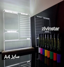 تصویر پلنر پلکسی شفاف با پایه چوبی سایز A4 Plexiglas planer with a wooden base