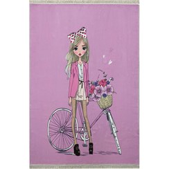 تصویر فرش اختصاصی چاپی دخترانه زمینه صورتی کد1061 