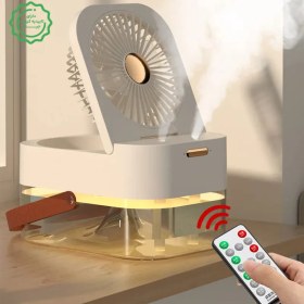 تصویر پنکه ریموت دار مه پاش رومیزی با چراغ خواب مدل Summer Portable 