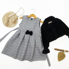 تصویر ست سارافون و کت پشمی دخترانه مشکی کد 10730 