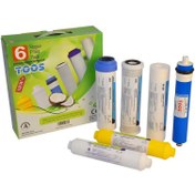 تصویر ست فیلتر کامل ۶ عددی دستگاه تصفیه آب خانگی توس 