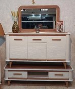 تصویر آینه کنسول ارکیده رنگ سفید عسلی 