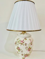 تصویر آباژور رومیزی سرامیکی طرح گل شکوفه صورتی 