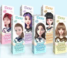 تصویر شامپو رنگ مو شانه دار دکسی DEXE - قهوه ای نسکافه ای DEXE Hair color shampoo comb 200ml