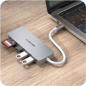 تصویر تبدیل پنج پورت USB-C لنشن مدل C15 