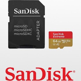 تصویر کارت حافظه سندیسک مدل Sandisk Extreme microSD 64GB 160MB Sandisk Extreme microSD 64GB 160MB