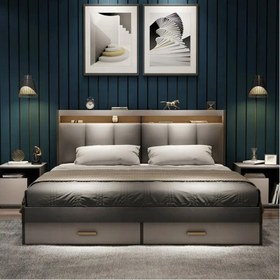 تصویر تخت خواب دو نفره شارلوت سایز 160×200 سانتی متر کاتن مدل 1494 