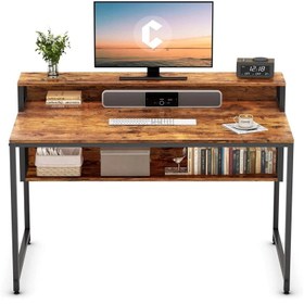 تصویر میز تحریر و کامپیوتر چوب فلز مدل راد writing desk, metal wood computer, Rod model