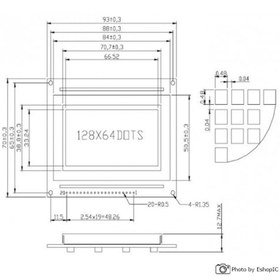 تصویر نمایشگر GLCD 64x128 گرافیکی بک لایت سبز با درایور ST7920 