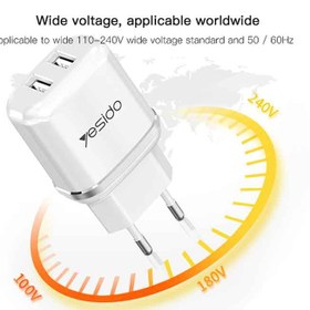 تصویر شارژر دیواری یسیدو مدل YC26 به همراه کابل تبدیل microUSB Yesido YC26 wall charger