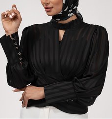 تصویر شومیز زنانه برنس Bornos کد 40106‏ - ذغالی‏ 