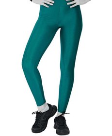تصویر لگینگ زنانه ورزشی کمر پهن مدل 24035 سبز فیروزه ای تیره براق آگی 