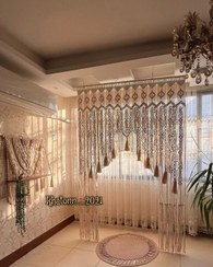 تصویر پرده مکرومه بافی طرح گندم 