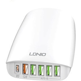تصویر شارژر رو میزی الدینیو A6573C سریع دارای 6 پورت ا Ldnio desktop fast charger Ldnio desktop fast charger