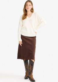 تصویر دامن میدی زنانه قهوه ای دفکتو 