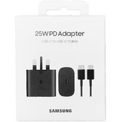 تصویر شارژر شیائومی و سامسونگ دیواری 25 وات مدل pd 2024 25w به همراه کابل USB-c 