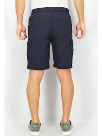 تصویر شلوارک کتان مردانه هانتر فیت ساده، رنگ سرمه‌ای برند jack & jones Men Hunter Fit Solid Cargo Short, Navy Blue