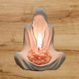 تصویر جا شمعی عرفانی - سایز کوچک / سفید ا Mystical statue and candle holder Mystical statue and candle holder