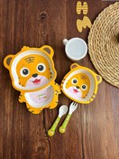 تصویر ست ظرف غذای کودک 5 پارچه فیبر بامبو طرح پلنگ 5-Piece Bamboo Fiber Kids Dinnerware Set Tiger Design - Eco-Friendly Toddler Feeding Set