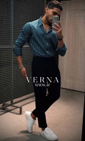 تصویر پیراهن مردانه آستین بلند راه راه ZARA 