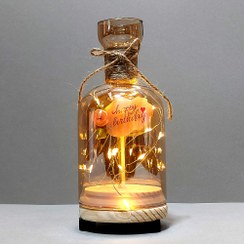 تصویر بطری چراغ ال ای دی تولد شیشه تزیینی هدیه 