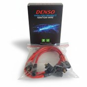 تصویر وایر تقویتی مزدا 2000 برند دنسو دو سر برنجی با کابل 8mm تمام سیلیکون 32 رشته مس Mazda 2000 Denso brand double brass head reinforcement wire with 8mm all silicone cable 32 copper strands